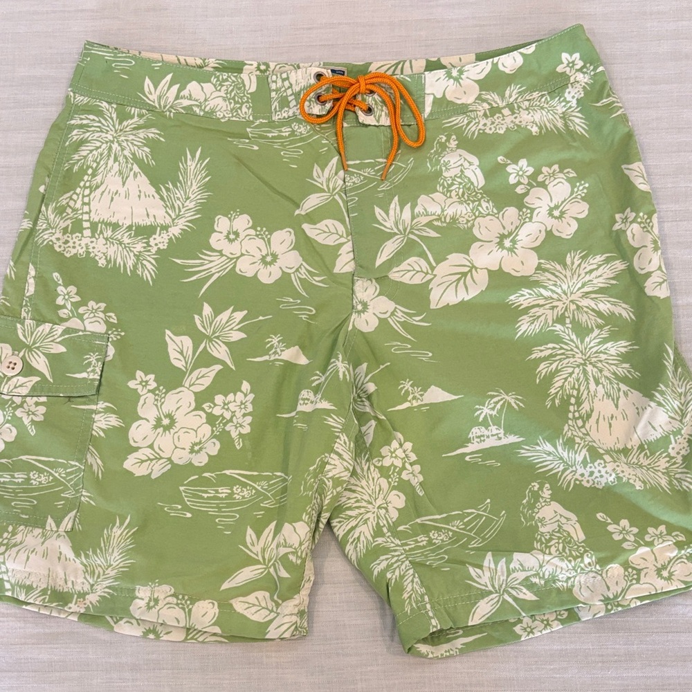 J. Crew Green Floral Board Shorts